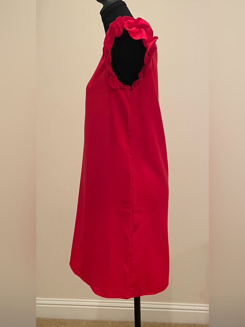 Red Ruffle Sleeve Shift Dress - Picture 4 of 4